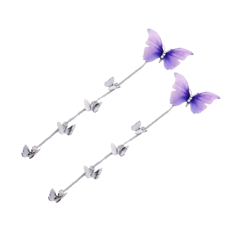 

New Korean Yarn Butterfly Hairpins Elegant Metal Tassel Long Hair Clips For Women Fashion Party Hair Accessories