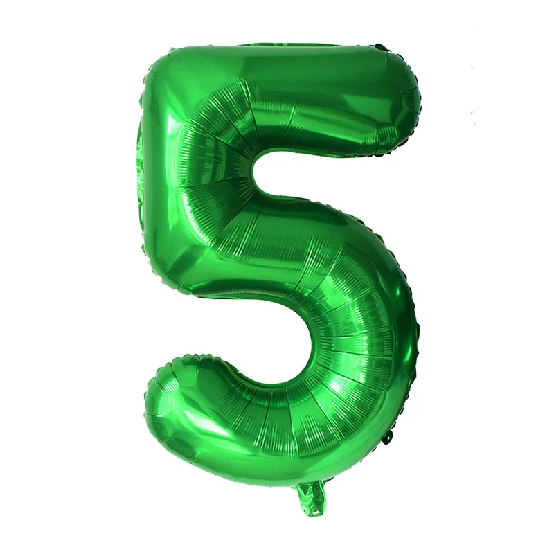 32inch Green Number Balloon Digital 0 1 2 3 4 5 6 7 8 9 Aluminum Foil Ballon for Kids Birthday Party Decoration Safari Wild One | Дом и сад