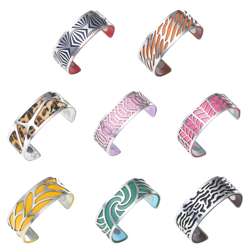 Сменные браслеты Cremo для женщин Реверсивные Полосатые Кожаные из нержавеющей