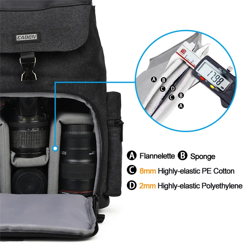 Водонепроницаемый холщовый рюкзак для камеры уличная износостойкая большая