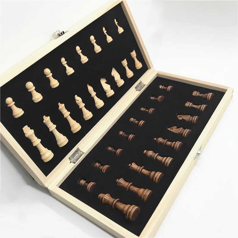 

Hot Top Quality Wooden Folding Magnetic Chess Set Solid Wood Chessboard Magnetic Pieces Entertainment Board Games Children Gifts