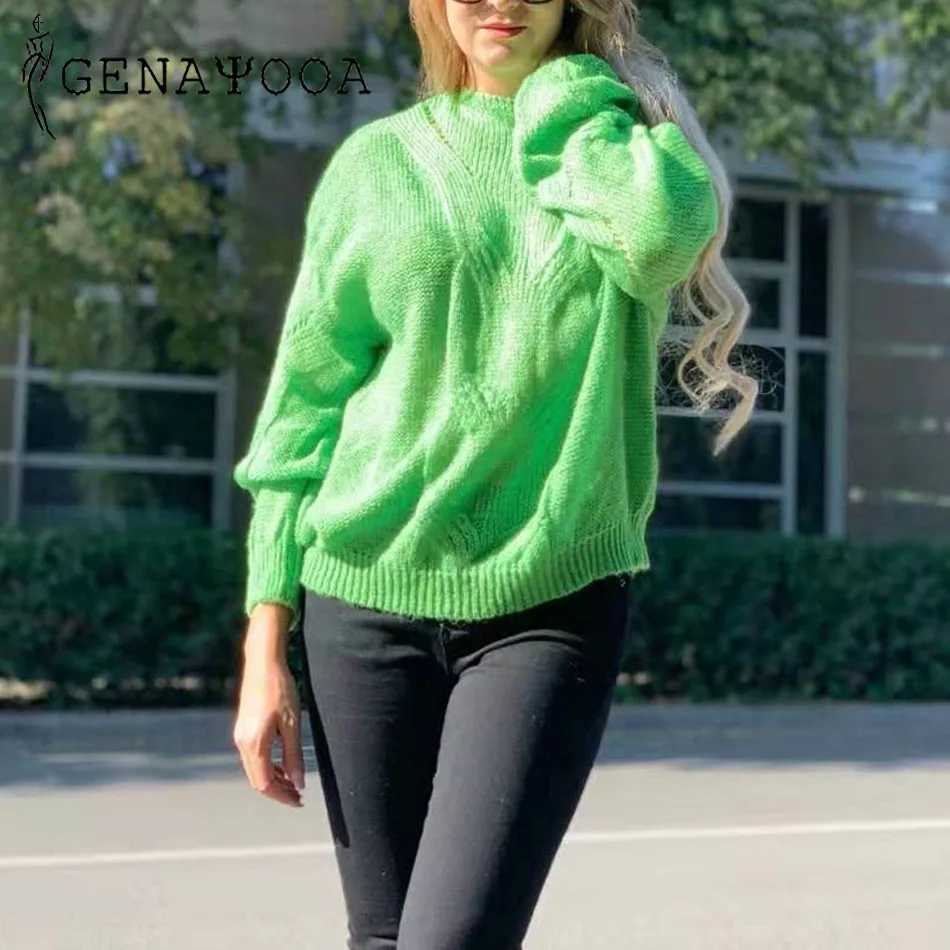 Genayooa Loose Autumn Knitting Sweater Pullovers Women Long Sleeve Ladies Sexy Jumpers Soft Hollow Out Sweater Woman Winter