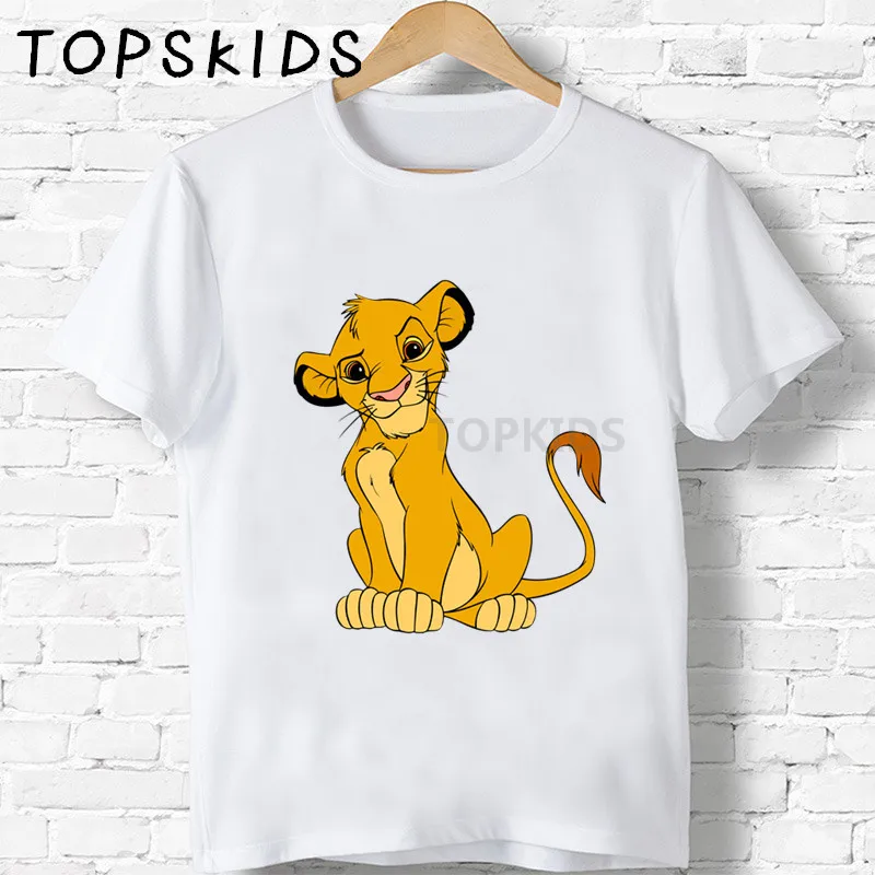 Коллекция года, Детская футболка с милым Simba и рисунком льва детская одежда с забавными животными для мальчиков и девочек детская летняя футболка HKP5315
