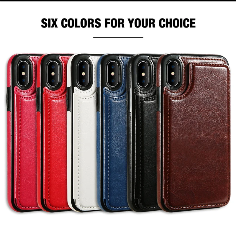 Leather Wallet Back Case for iPhone 11 12 13 Pro Max Mini XR XS 8 7 6s 6 Plus SE 2020 5S 5 Card Slots Holder Flip Cover Magnetic