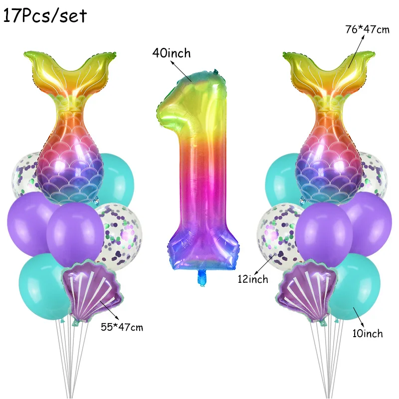 

17 шт., Радужный 40-дюймовый воздушный шар из фольги в виде цифр