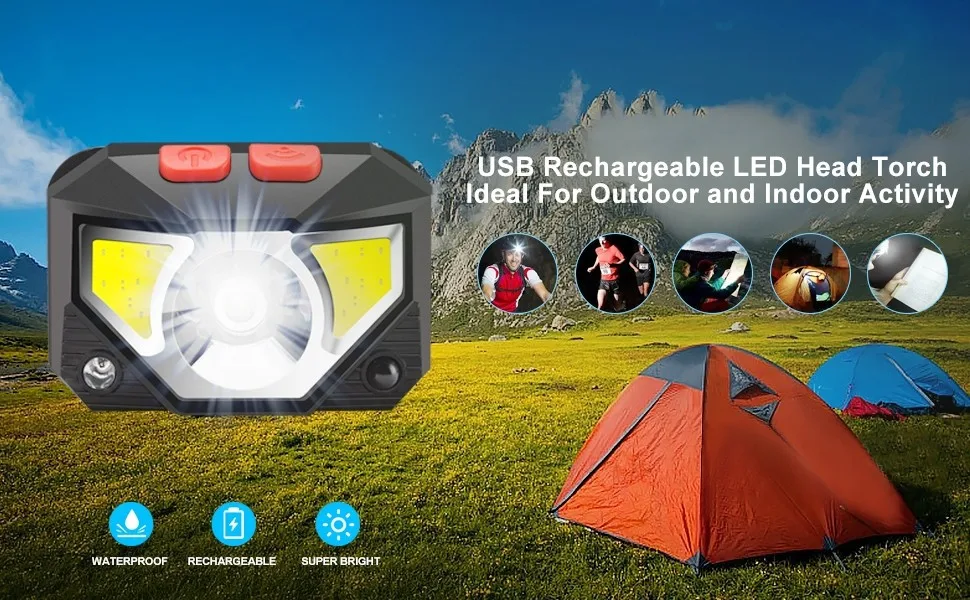 

Light-emitting diode mini headlight high-power headlight 2021 USB rechargeable flashlight camping hunting waterproof flashlight