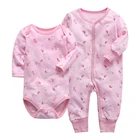 Комбинезон для мальчиков и девочек, хлопковый, с длинным рукавом, розовый, с единорогом, осенне-зимняя одежда