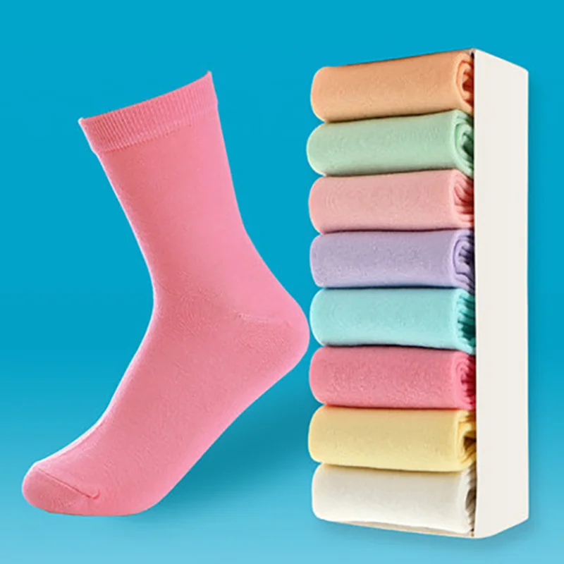 

YZ&BH 8 Pairs Women's Solid Color Tube Socks Autumn And Winter style Stockings Casual Cotton Socks