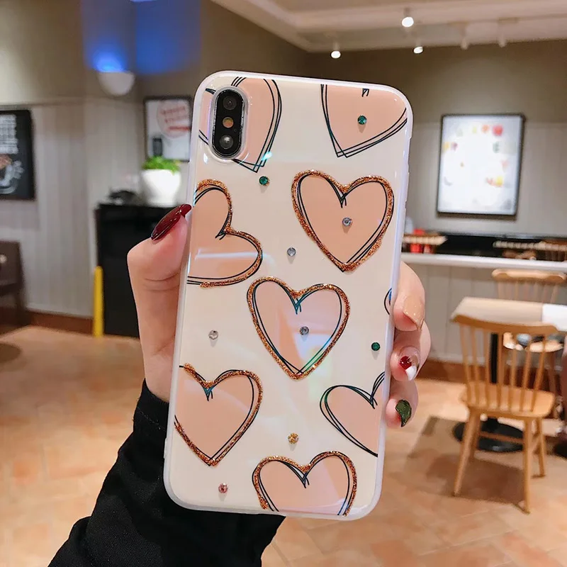 Блестящие чехлы с бриллиантами для huawei P30 P20 Pro Mate20 Pro Classic love, мягкий чехол для Honor 20 Pro Nova 3 4 5, задние чехлы - Цвет: 2