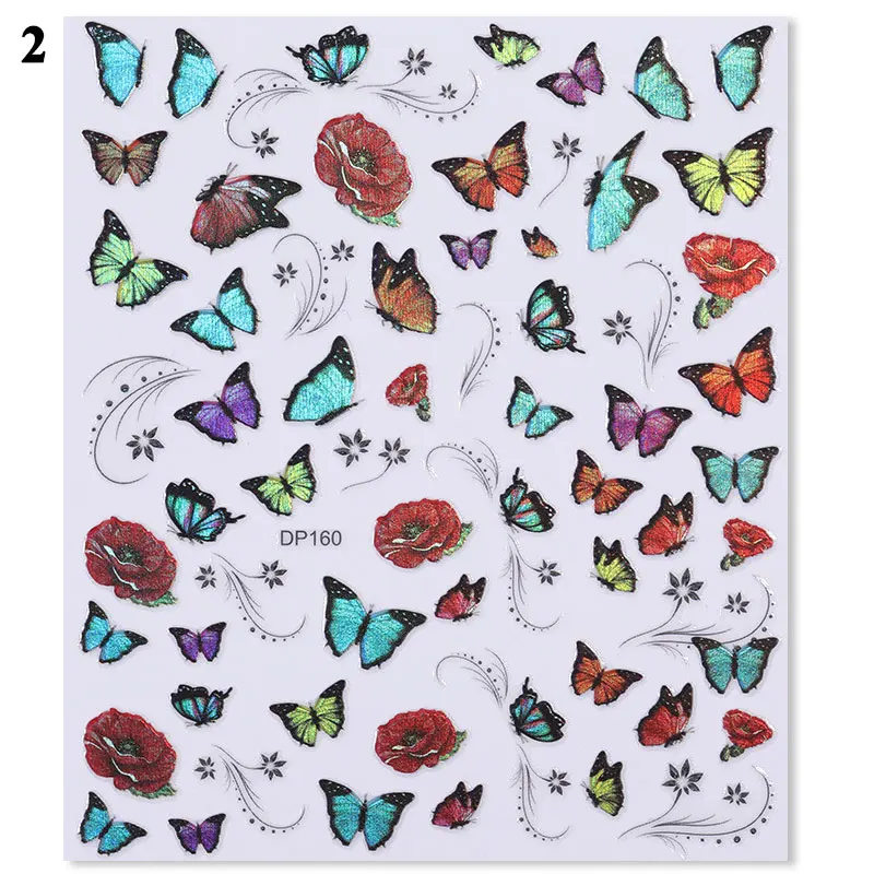 

Nail Adhesive Stickers Spring Fashion Beauty Manicure Art 3D Transfer Decals Nail Foils Holographics Flowers Butterfly