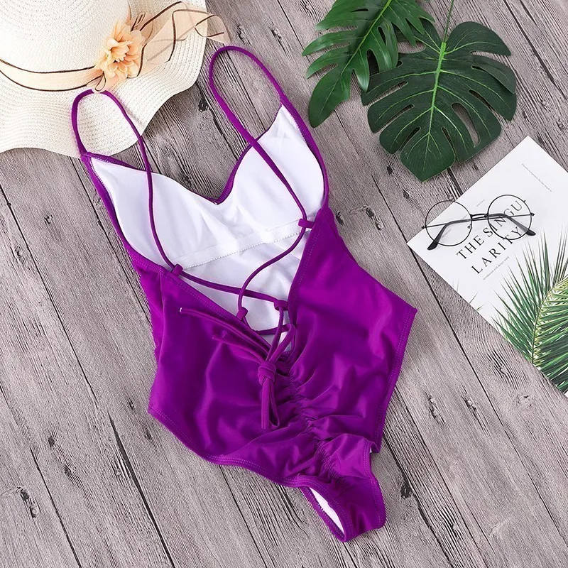 Summer New Sexy Bikinis One Pieces Swimwear Women Retro Bikini Solid Swimsuit Monokinis Biquini Maillot De Bano Mujer |