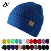 unisex beanies winter knitted hat adk pu label cap hat for woman warm solid color men gorras custom acrylic outdoor bonnet hat