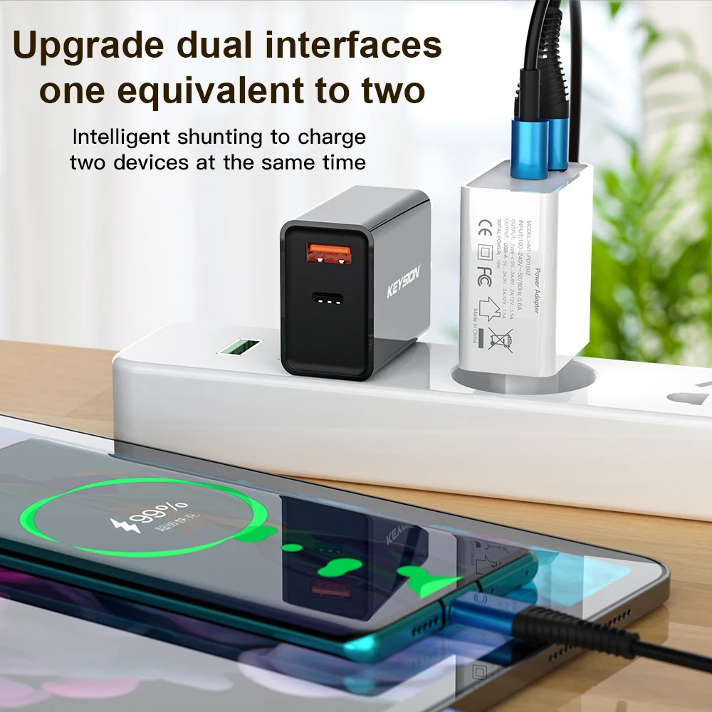 Фото KEYSION PD быстрое зарядное устройство 18 Вт двойной USB Quick Charge 3 0 для iPhone 13 12 11 Samsung Xiaomi KEYSION PD быстрое зарядное устройство 18 Вт двойной USB Quick Charge 3 0 для iPhone 13 12 11 Samsung Xiaomi