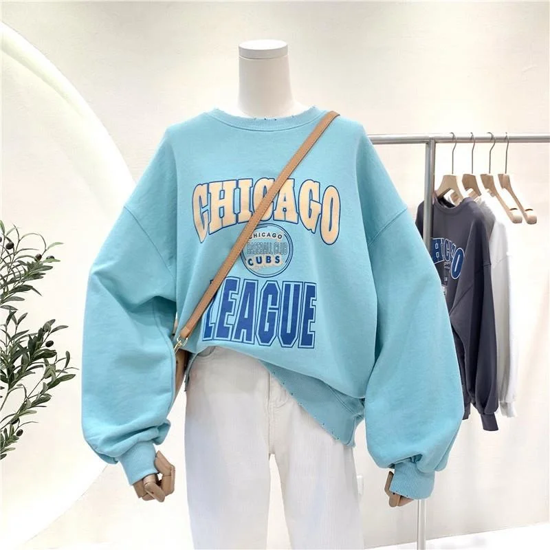 

Oversized Harajuku hoodie 2021 Summer ladies Regular women long sleeve pullover tops sweatshirt