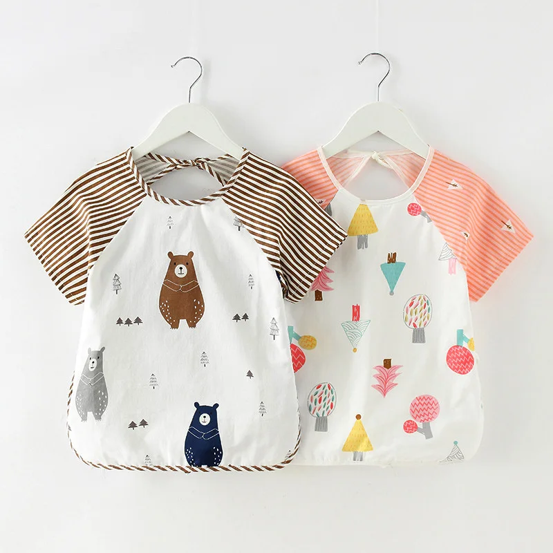 

Cotton Baby Bibs Infant Eating Bib Without Pocket Sleeveless Children Eating Drawing Apron Toddler Feeding Bibs Free Shipping