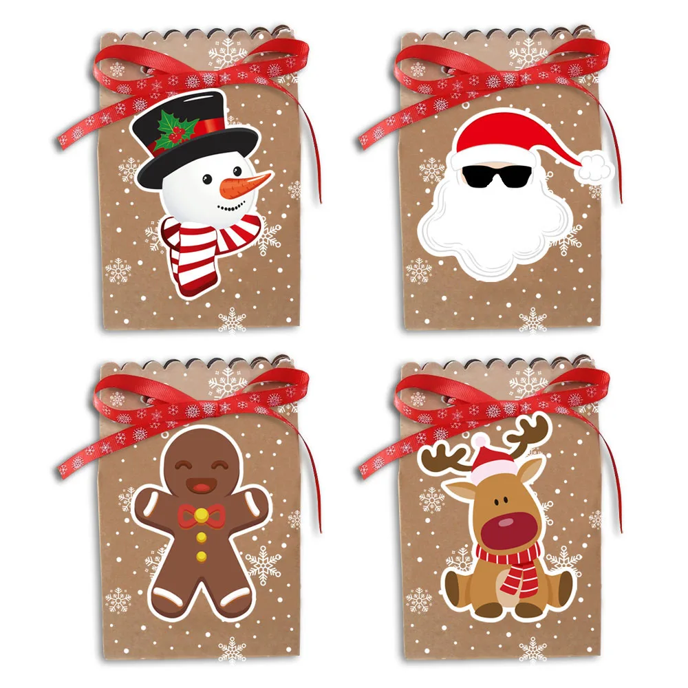 

Cookies Candy Box Brown Kraft Paper Christmas Treat Bag Christmas Party Favor