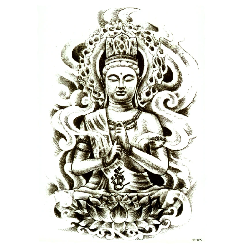 Водостойкая временная татуировка Lotus Buddha боди-арт тату наклейки индивидуальные