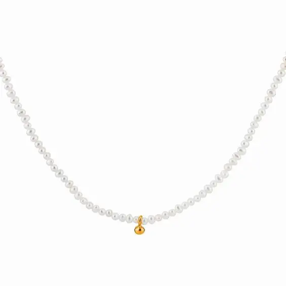

Простое классическое Элегантное ожерелье из стерлингового серебра 925 пробы с натуральным жемчугом и золотом 18 карат