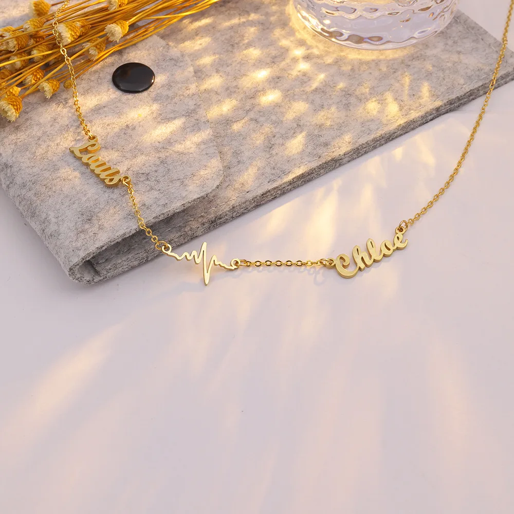 Popular Multiple Name Necklace Nameplate Pendant Necklaces Stainless Steel Custom Necklace Chain Collares Para Mujer Jewelry
