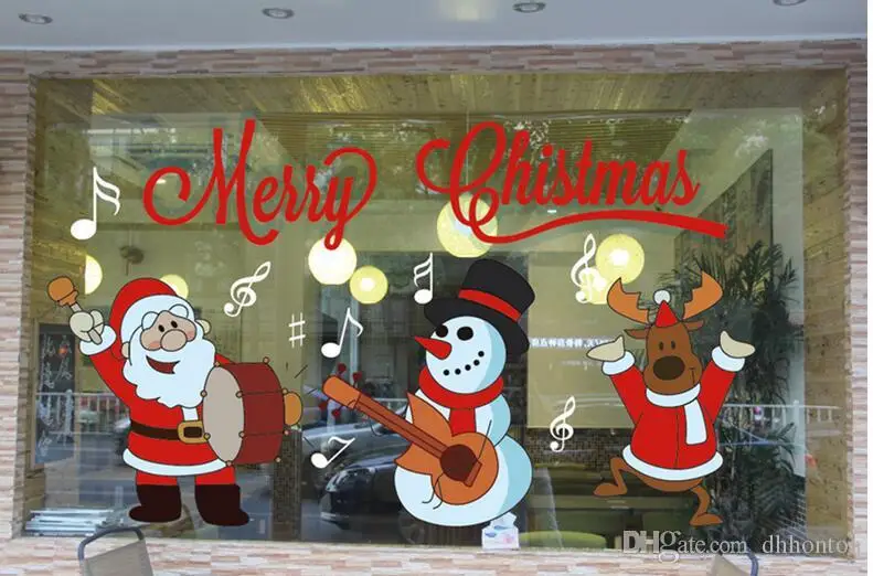 

Christmas window stickers Snowflake Santa reindeer window display without glue electrostatic incognito Marry Christmas Wall Stic