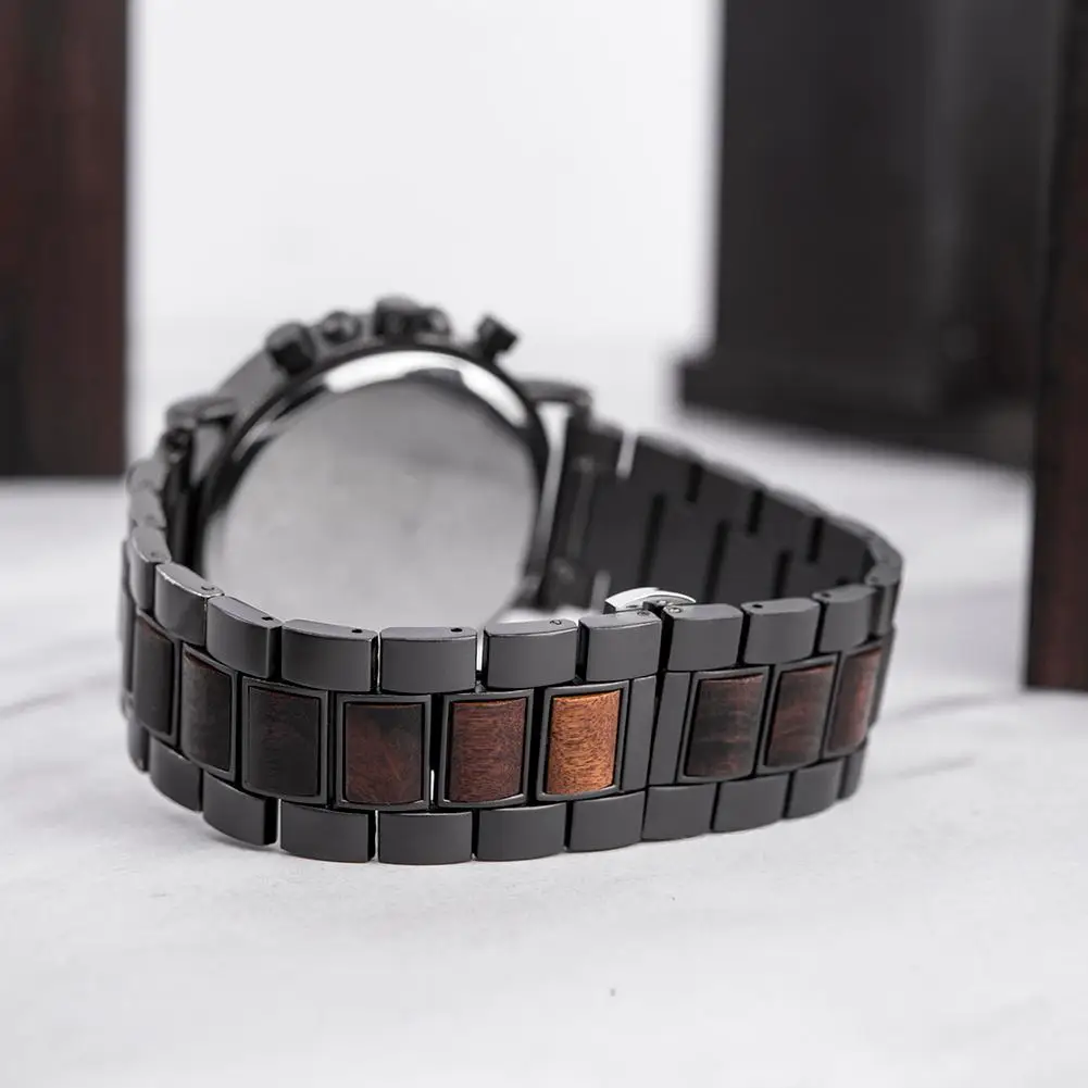 

Top Men's Watch BOBO BIRD Wooden Luxury Stainless Steel Stylish Timepiece Chronograph Waterproof Watches Great Gift