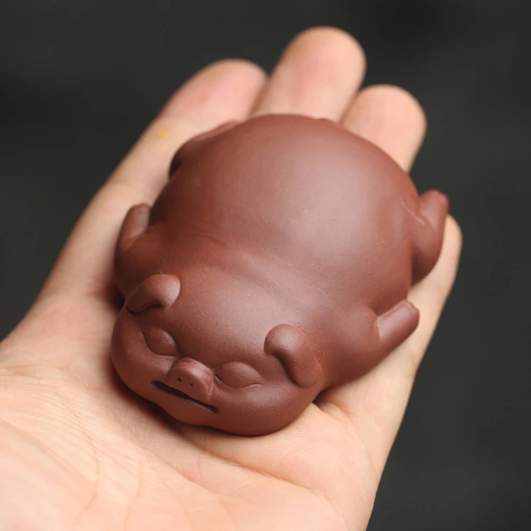 

LUWU Purple clay tea pets cute pig zisha tea play handmade kitchen tea accessories