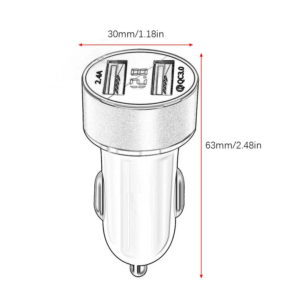 

Auto Accessories Dual USB Digital Display Car Charger Portable Car Cigarette Lighter With LED Display Car Charger