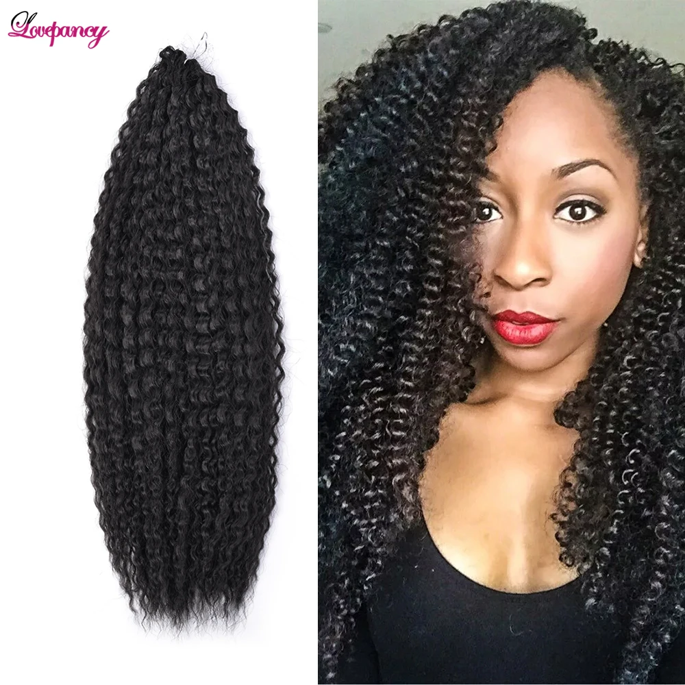 

20 Inch Afro Kinky Curly Crochet Braids Hair Ombre Braiding Hair Extensions Marly Hair For Women Brown 613 Black Lovepancy