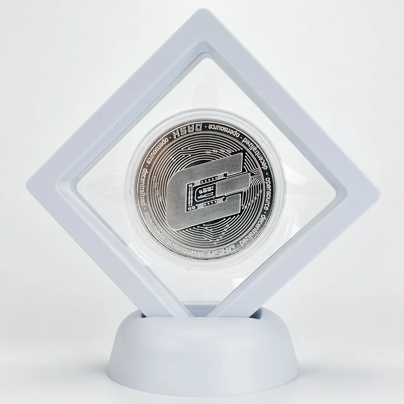 Позолоченный Биткоин Бит монета с пластиковый чехол пульсация Litecoin эфириум Металл физическая криптовалюта монета для сбора - Цвет: silver dash white