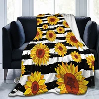 striped sunflower flannel blanket bedroom sheets living room sofa towel adult children paren quilt soft and light 6080 inches