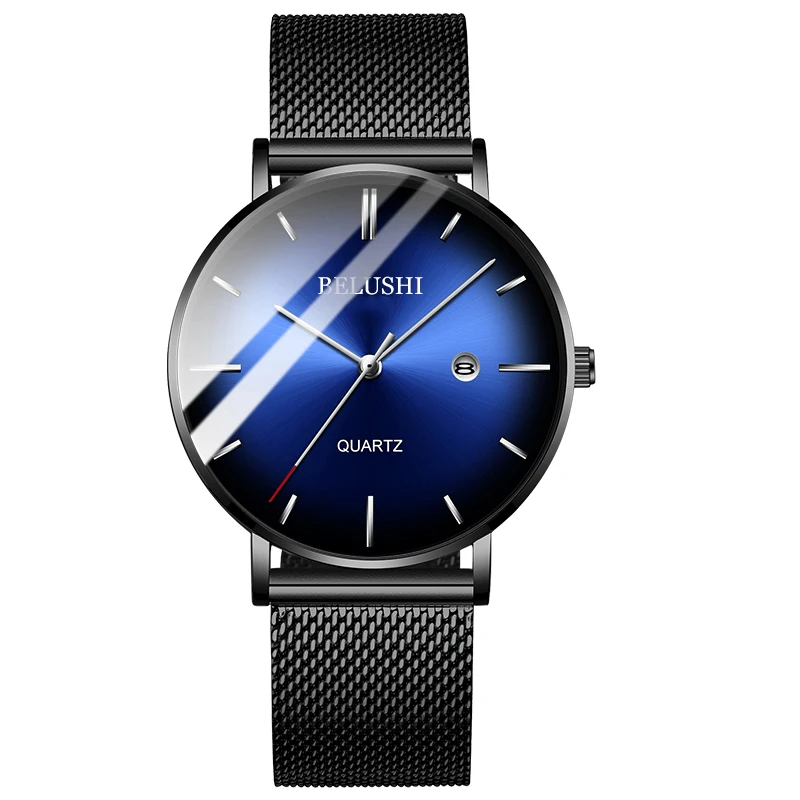 

BELUSHI Fashion Mens Watches Top Brand Luxury Slim Steel Mesh Quartz Watch Men Business Waterproof Analog Wrist Watch Male Clock