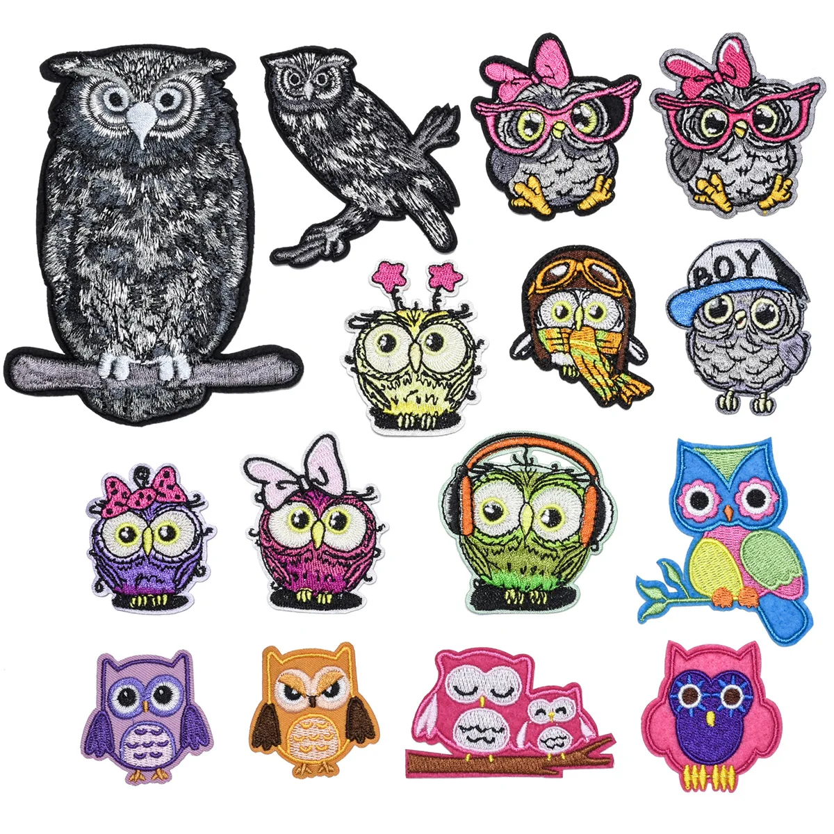 

15 pcs Cartoon Cute owl Series For Clothes Iron on Embroidered Patches For Hat Jeans Sticker Sew-on DIY Patch Applique Badge