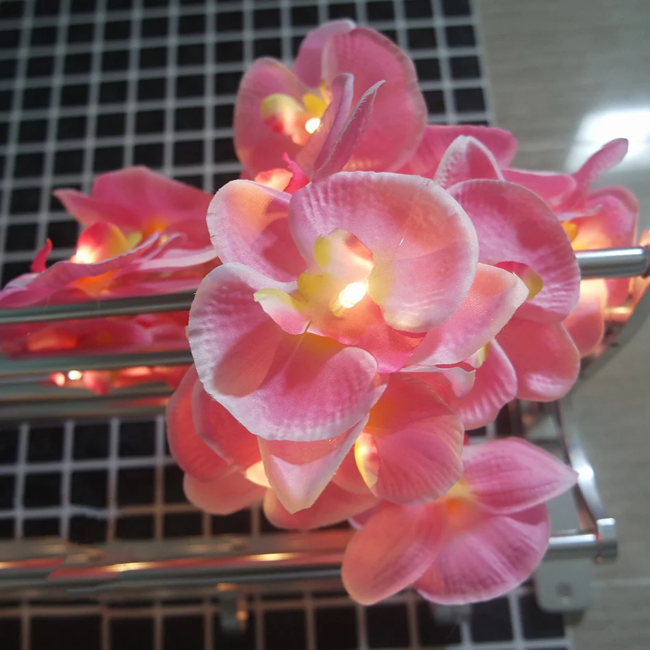 Креативный венок с розовой орхидеей ручной работы со светодиодными лампами