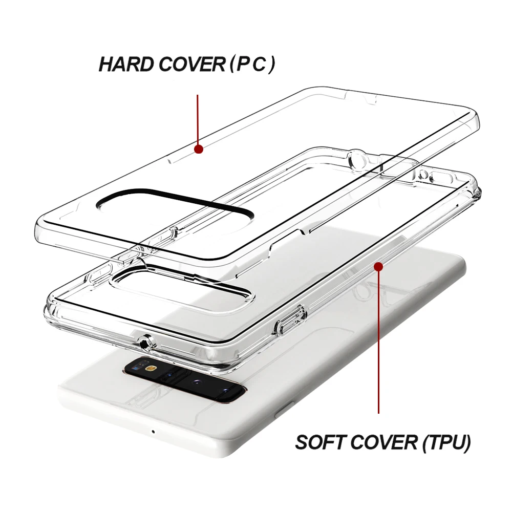 Противоударный прозрачный силиконовый чехол для samsung S10 S10plus e Note10 pro 5G из ПК + ТПУ