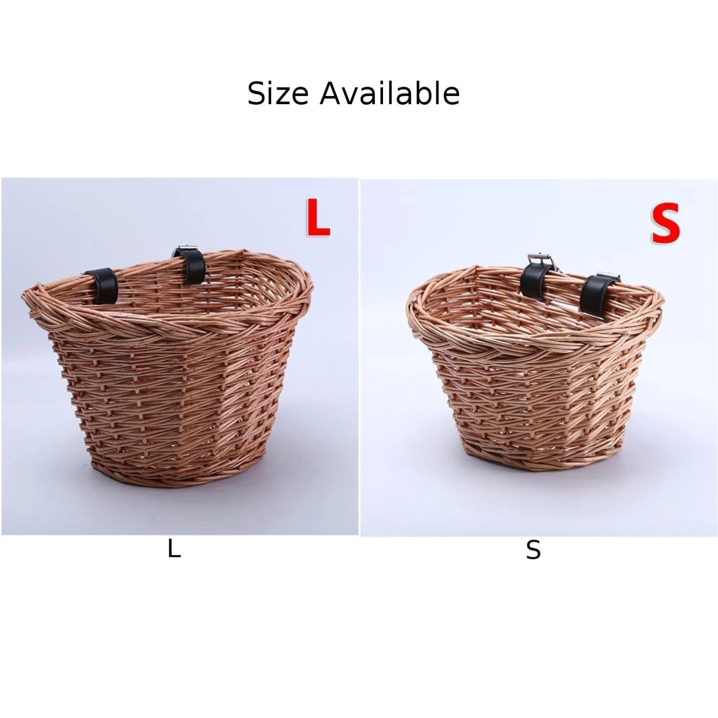 

Vintage Wicker Bike Basket Black Leather Adjustable Strap Bicycle/Cycle/Shopping High Tenacity Wicker Bag