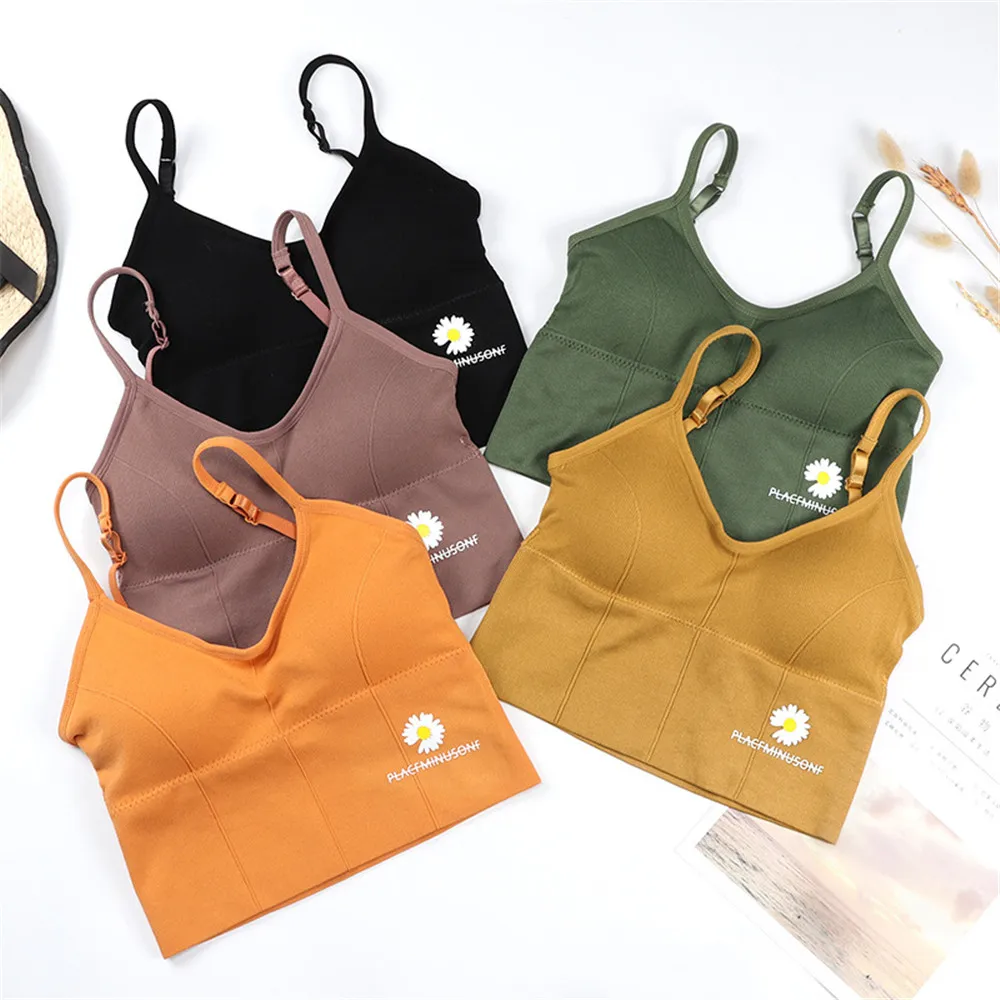 Симпатичный Укороченный бюстгальтер с маргаритками для девушек школьников