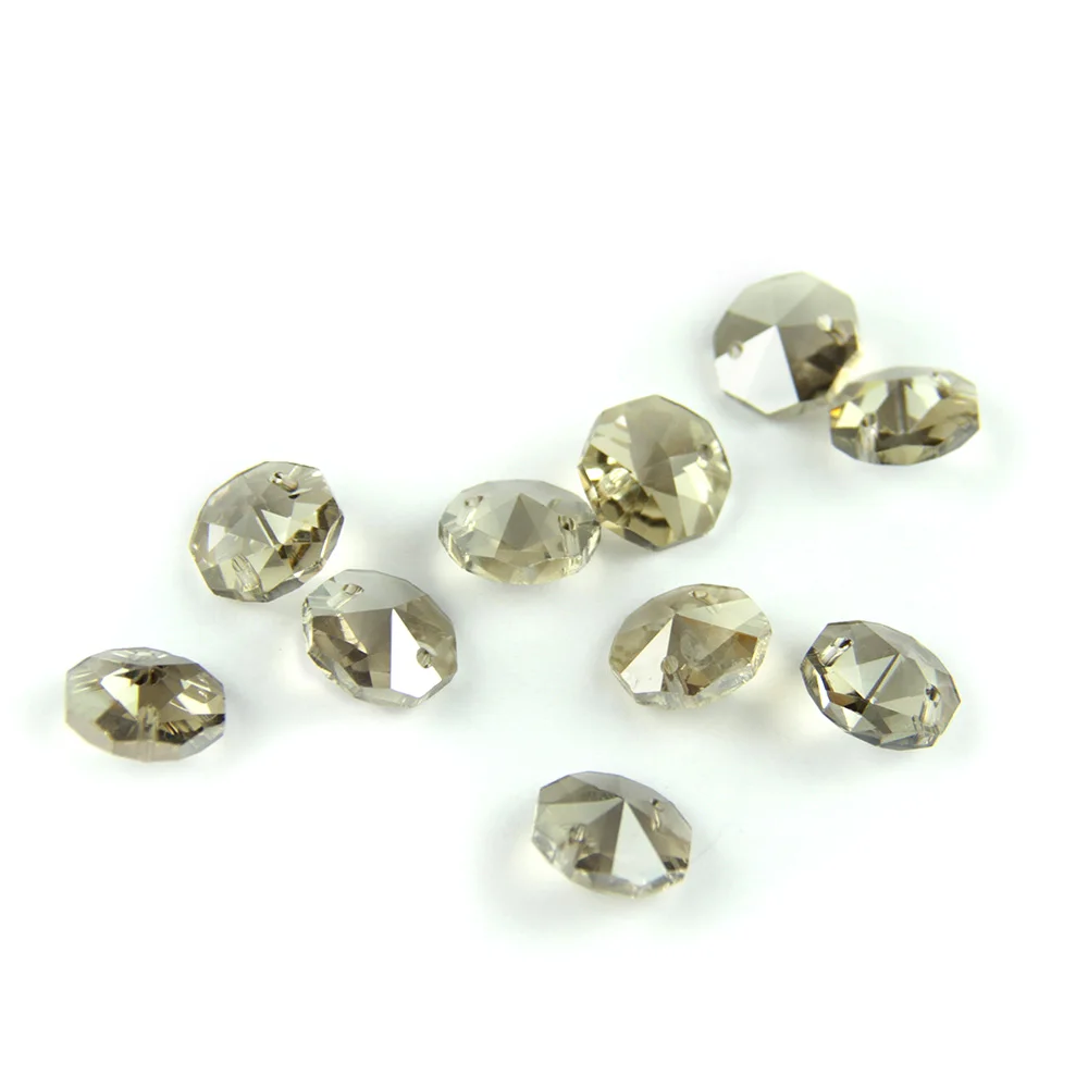 

14mm Various Colors Crystal Octagonal Loose Beads Two/One Hole For Chandelier Parts Accessories Diy Wedding Home Decoration