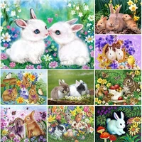rabbit diy 5d diamond painting kits mosaic flower full round drill diamond embroidery animal home decor craft kit