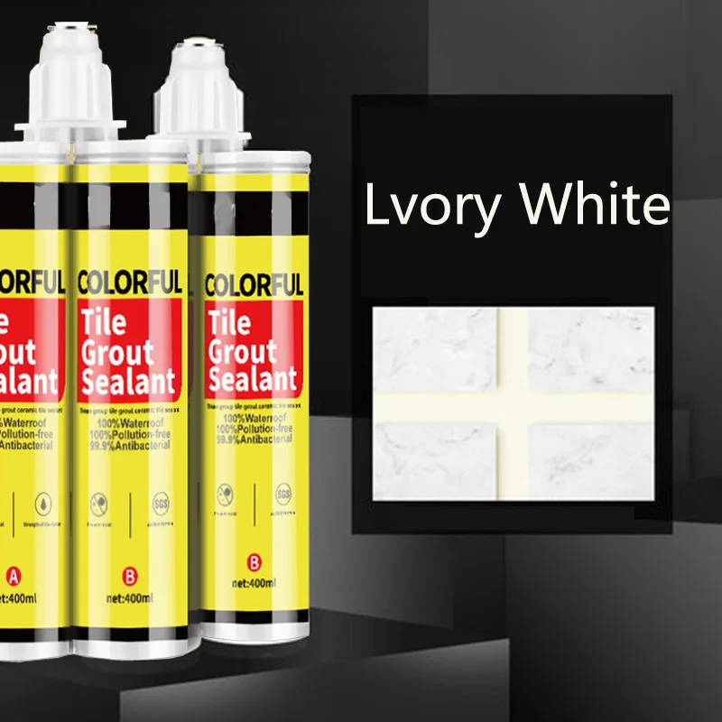 Lvory white 1 шт 400 мл 24 цвета двухкомпонентная керамическая Гибкая эпоксидная плитка затирка для наполнения швов и стыков - Цвет: Lvory white