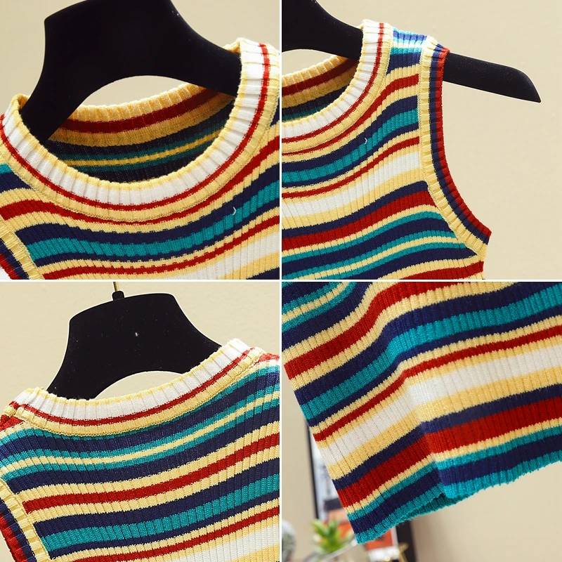 HELIAR вязаный полосатый кардиган желтая майка топы корейский стиль уличный