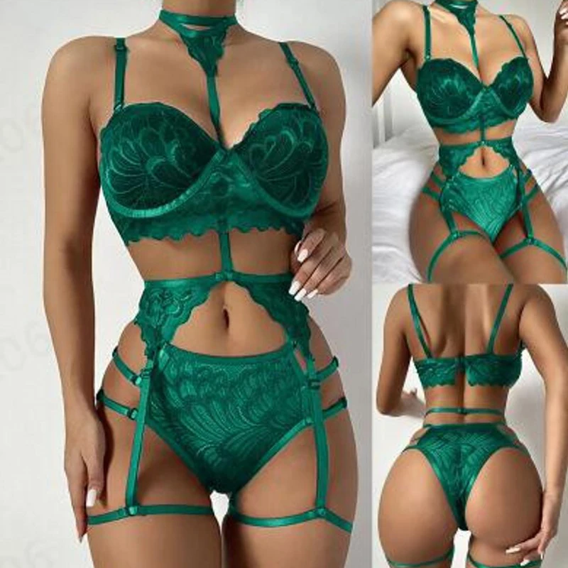 

Sexy Lingerie Women Push Up Bra Brief Garter Sets Sexy Underwear Set Floral Embroidery Lingerie Set Erotic Brief Sets Lenceria