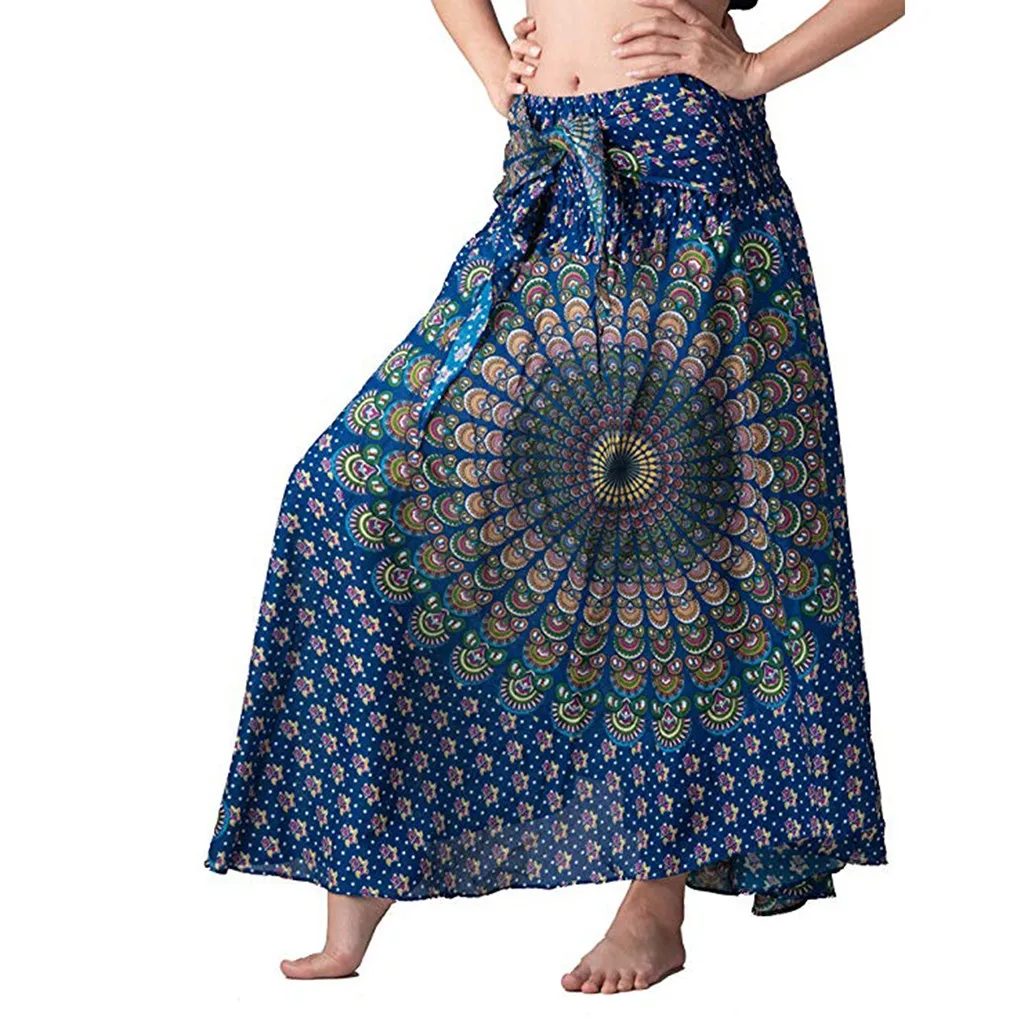 

New Fashion Skirts Women Long Hippie Bohemian Gypsy Boho Flowers Elastic Waist Floral Halter Skirt Long Skirt Z4