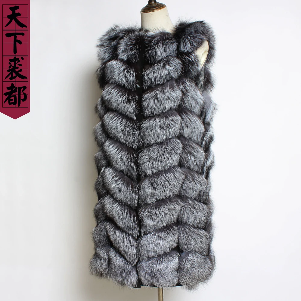 2020 новые женские длинные Стиль натуральный жилеты из меха Красной Лисы Зимняя