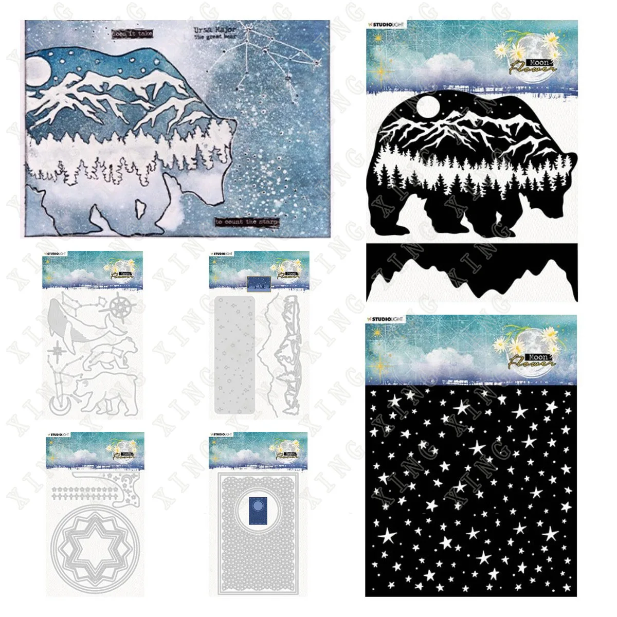 

Rectangle Moon Round Flower Polar Bear Stars North Pole Metal Cutting Dies Stencils Diy Scrapbooking Decoration Embossing Molds