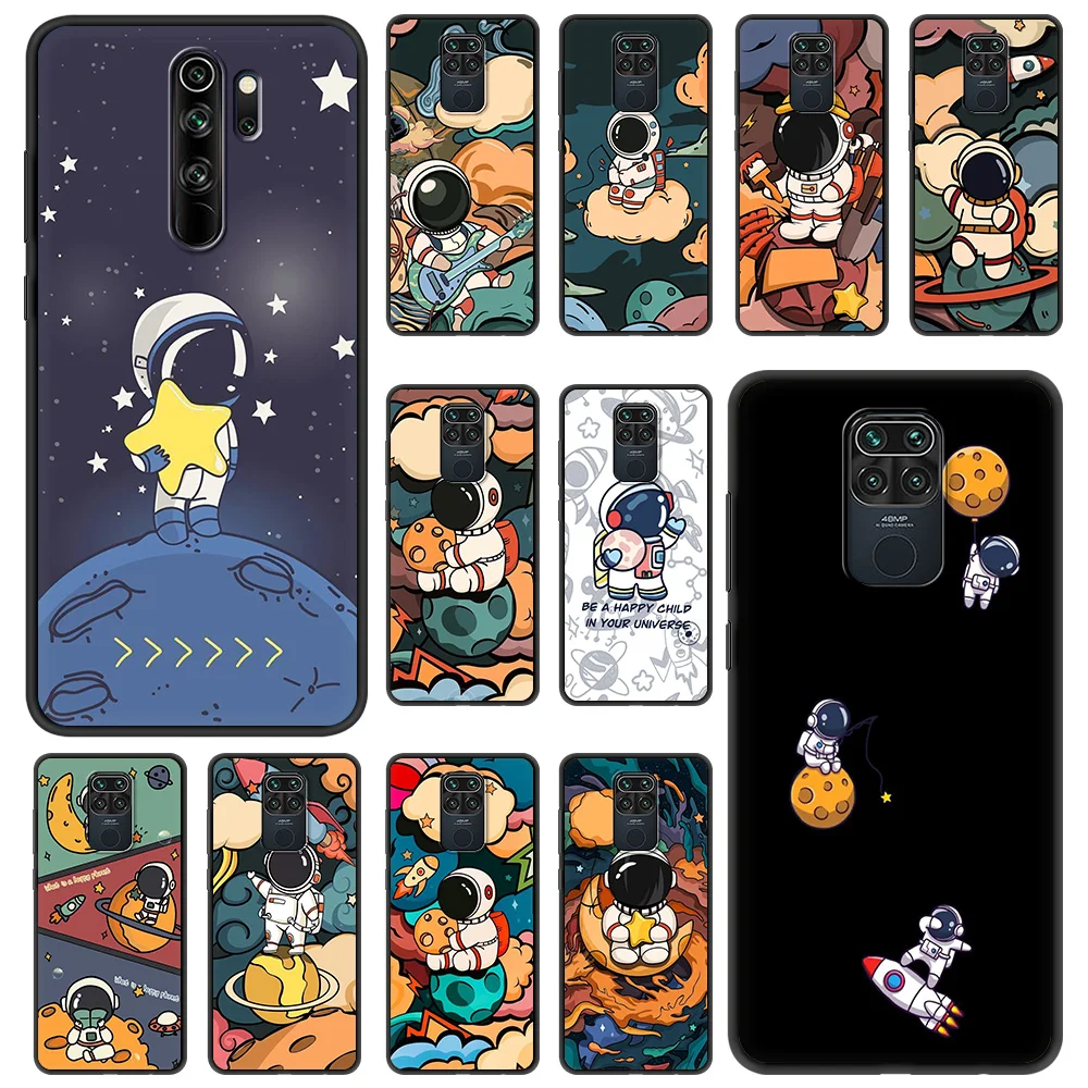 

Cartoon Cute Cosmonaut Shockproof Fundas Phone Case For Redmi Note 7 8 8T 9 8A 9 9A 9C Note 9S 10 Pro K40 Silicon Cover Shell