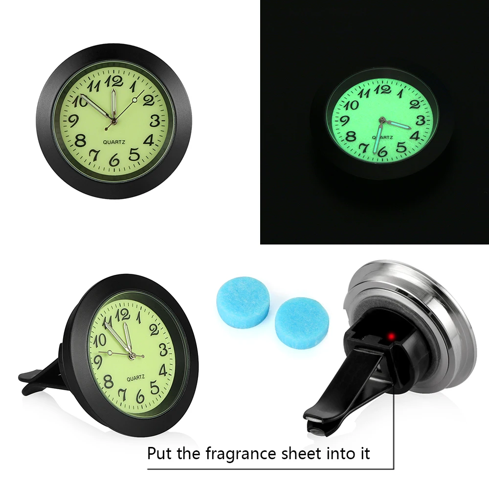 Светящиеся автомобильные часы зажим на вентиляцию украшение освежитель воздуха