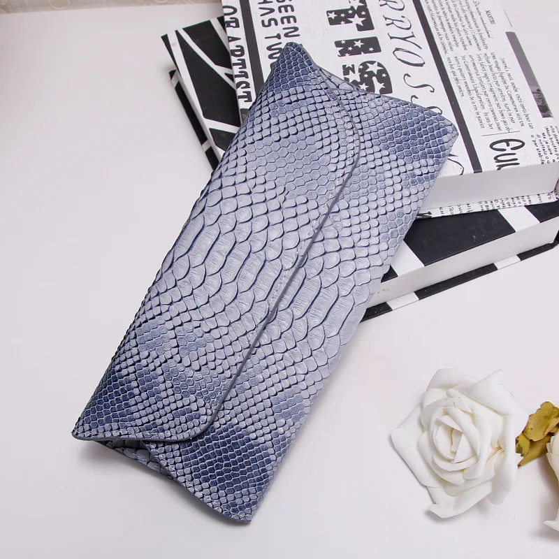 Настоящая змеиная кожа шаблон тонкий кошелек-клатч с Для женщин пикантные