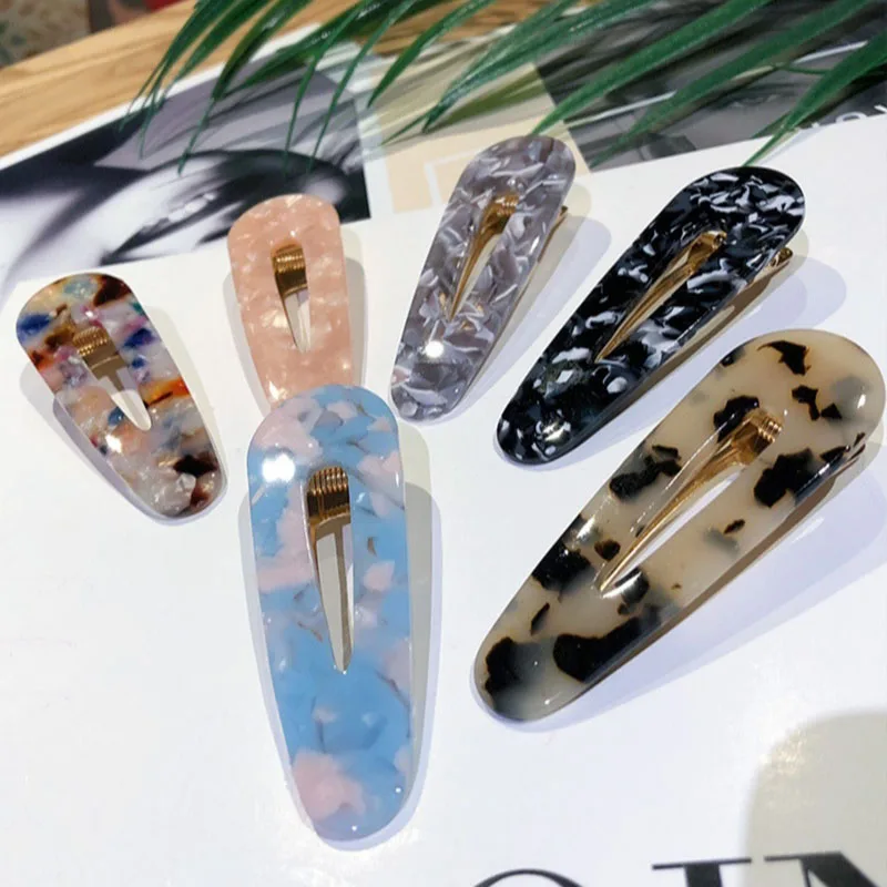 

Лидер продаж, аксессуары для волос, винтажные модные заколки для волос с леопардовой и мраморной текстурой, геометрические заколки для воло...