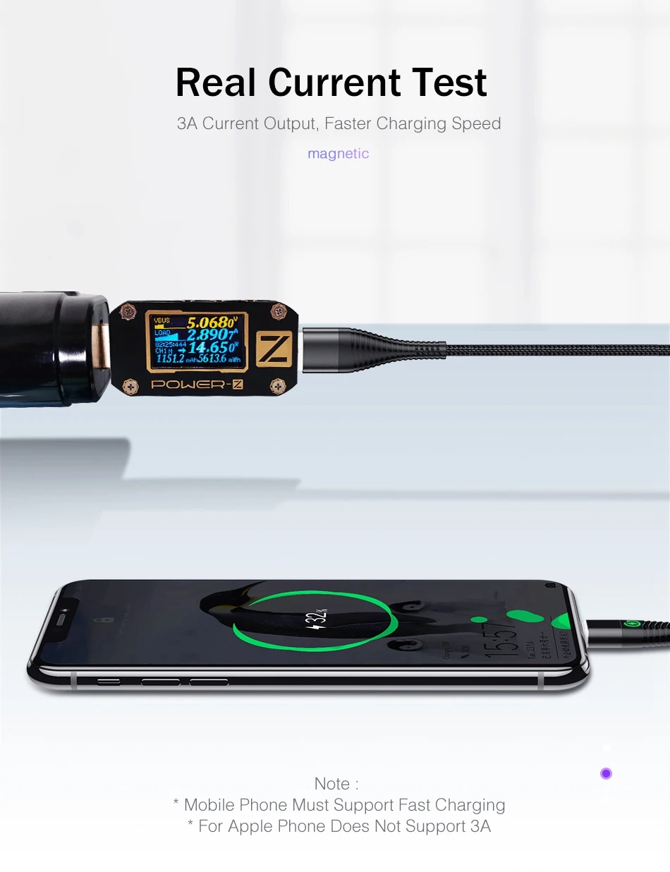 ROCK светодиодный светильник Магнитный зарядный кабель Micro USB кабель для iPhone XR XS Max X магнитное зарядное устройство usb type C зарядный провод шнур 1 м 2 м