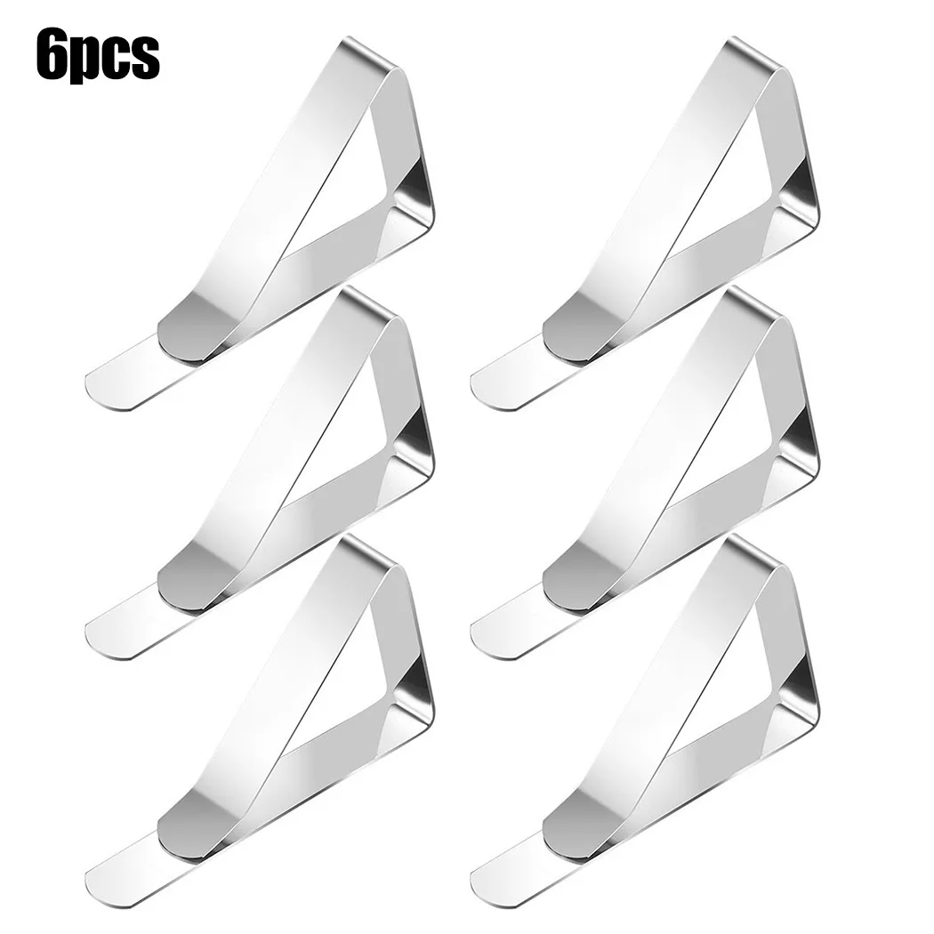 

6 * Table Cloth Clips Stainless Steel Table Cloth Cover Clips Anti Slip Holder Clamps For Party Picnic